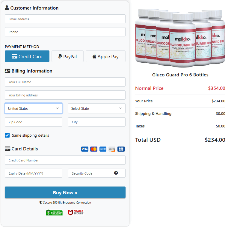 GlucoGuard Pro Secured Order Page